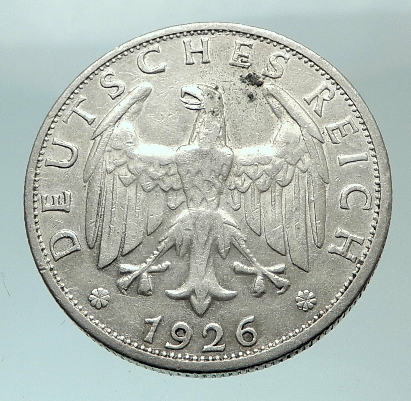 1926 G GERMANY Eagle Wreath Antique Genuine Silver German 2 Marks Coin i82125