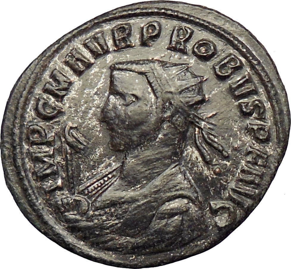 Probus 280AD Silvered Ancient Roman Coin Sol Sun God w whip Horse i29111