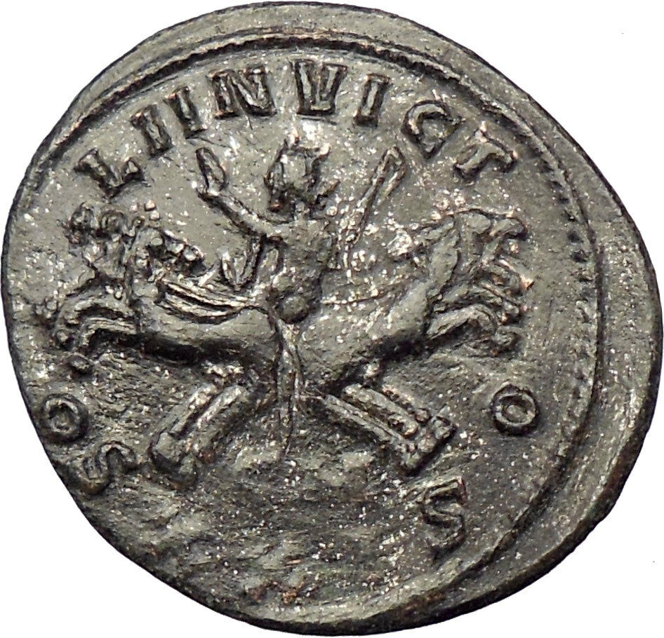 Probus 280AD Silvered Ancient Roman Coin Sol Sun God w whip Horse i29111