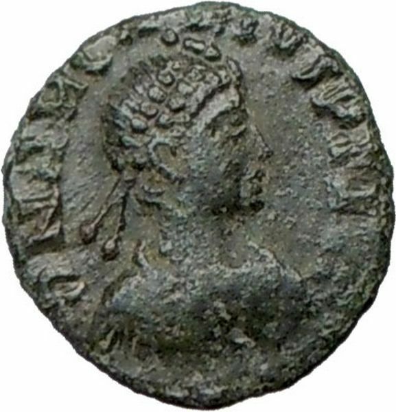 ARCADIUS 383AD Ancient Roman Coin CHI-RHO CHRIST VICTORY NIKE i21336