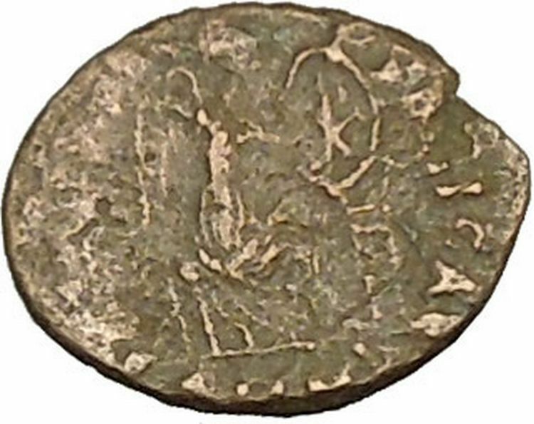 AELIA FLACILLA Ancient Roman Coin VICTORY Cult CHI-RHO Christ monogram i40192