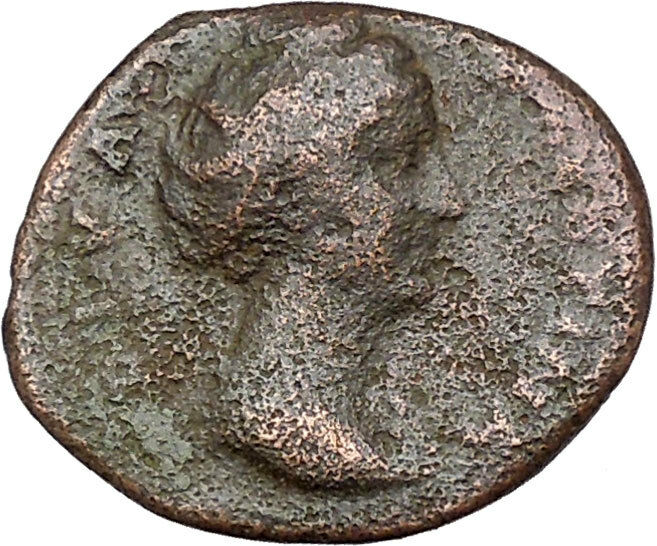 FAUSTINA I Antoninus Pius Wife Ancient Roman Coin Vesta Home Cult i41286