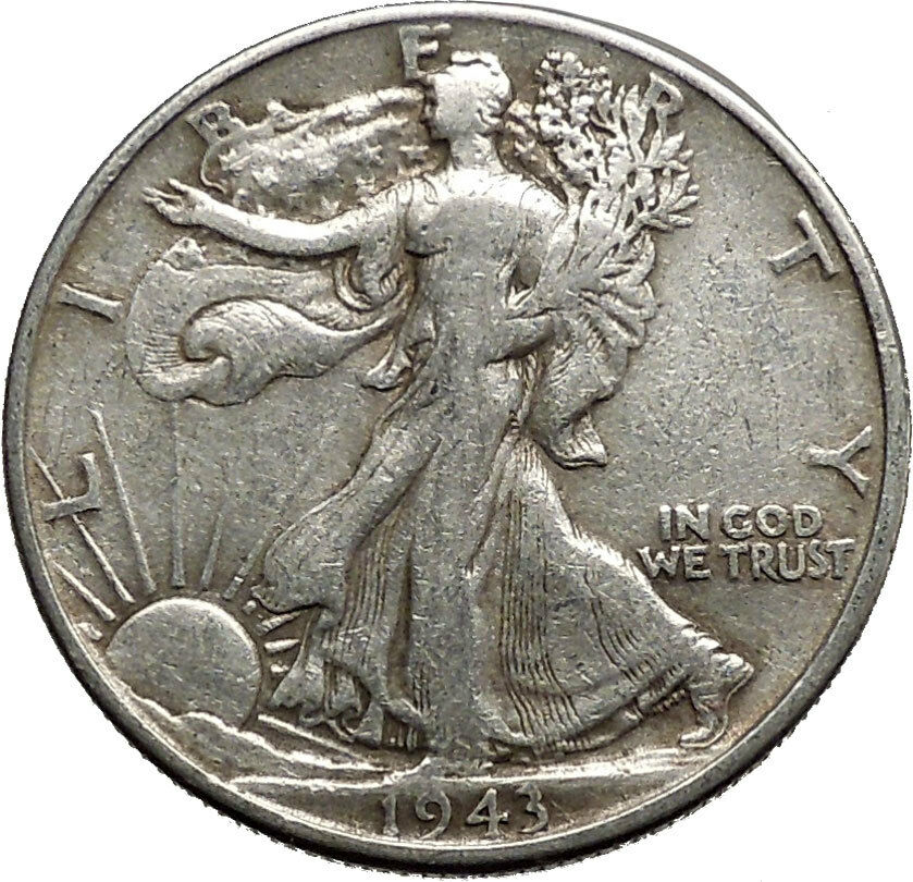 1943 WALKING LIBERTY Half Dollar Bald Eagle United States Silver Coin i44674