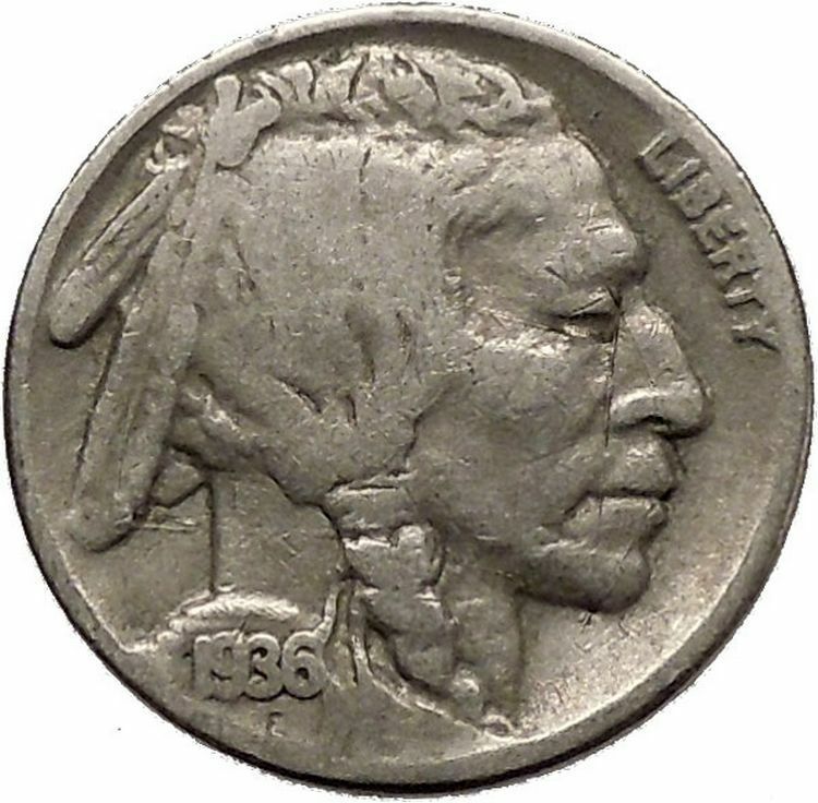 1936 BUFFALO NICKEL 5 Cents of United States of America USA Antique Coin i43849