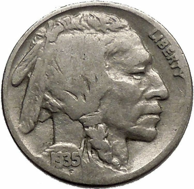 1935 BUFFALO NICKEL 5 Cents of United States of America USA Antique Coin i43779