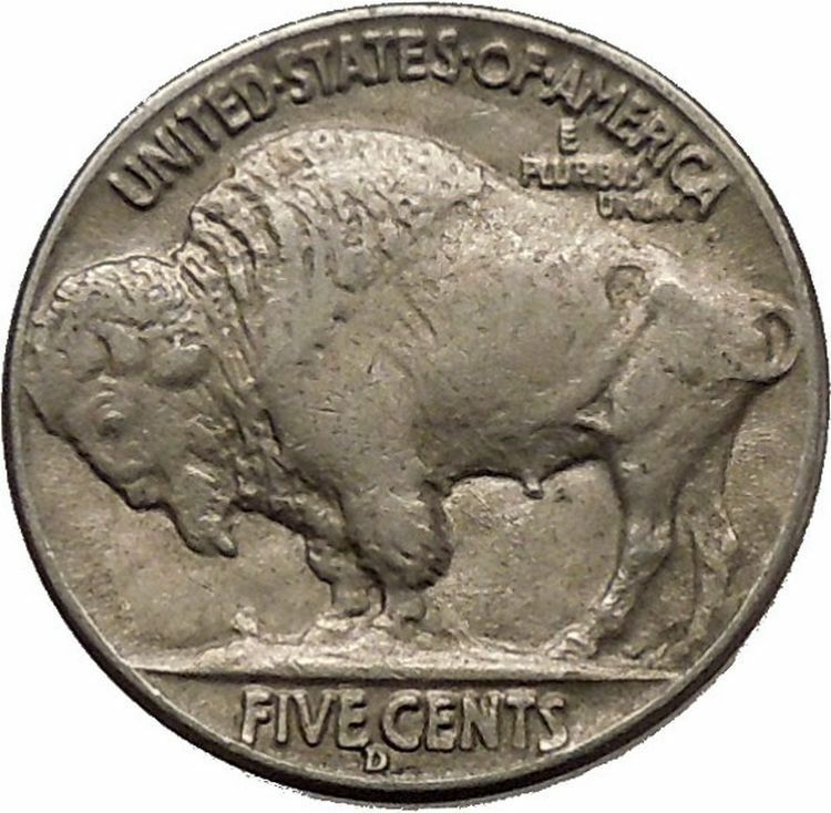 1937D BUFFALO NICKEL 5 Cents of United States of America USA Antique Coin i43885