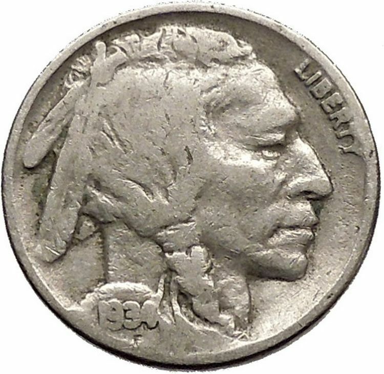 1934 BUFFALO NICKEL 5 Cents of United States of America USA Antique Coin i43760