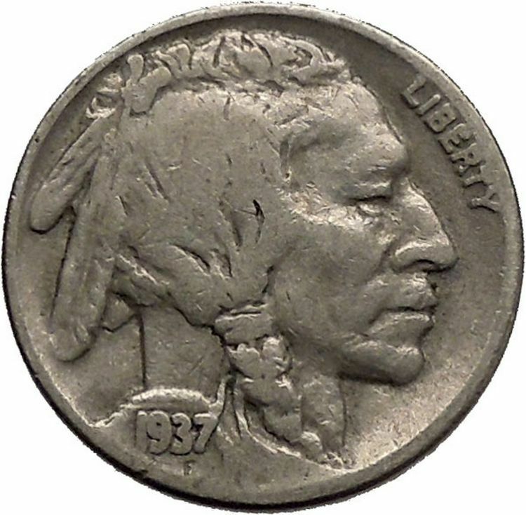 1937 BUFFALO NICKEL 5 Cents of United States of America USA Antique Coin i43876