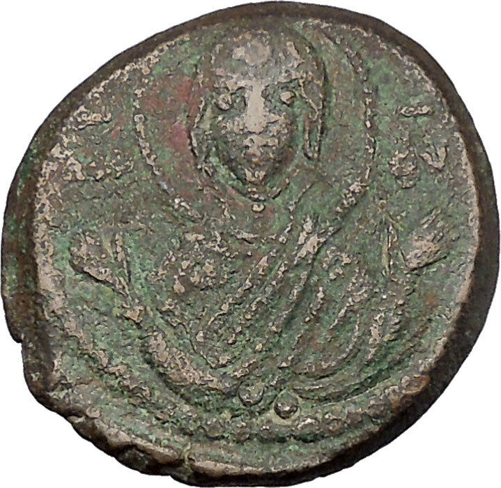 JESUS CHRIST Class G Anonymous 1068AD VIRGIN ORANS Byzantine Follis Coin i45469