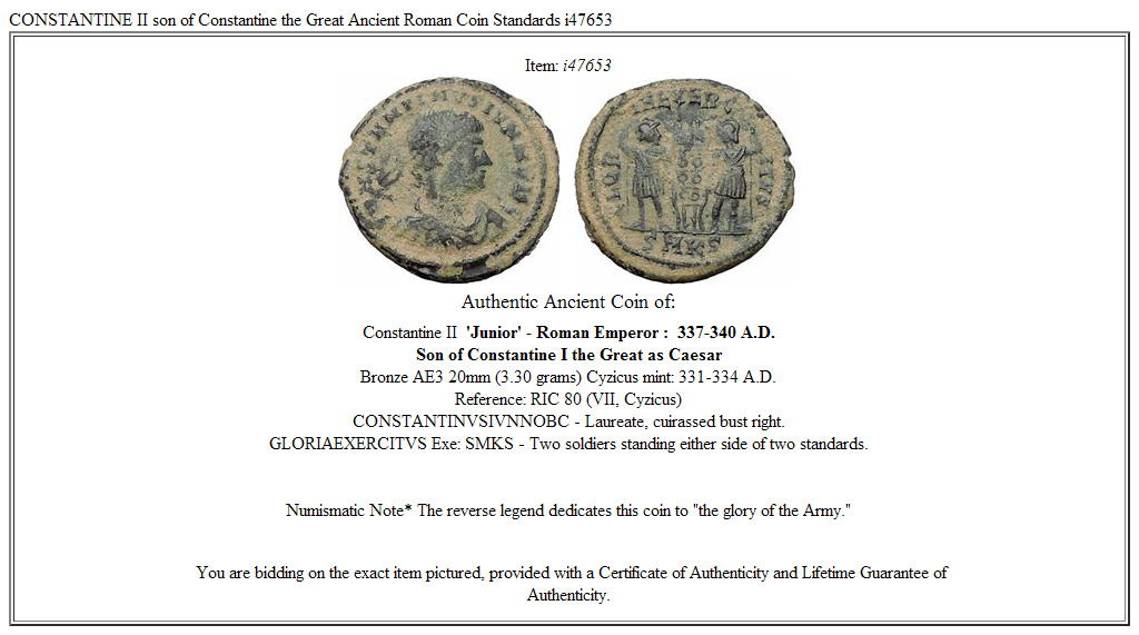 CONSTANTINE II son of Constantine the Great Ancient Roman Coin Standards i47653