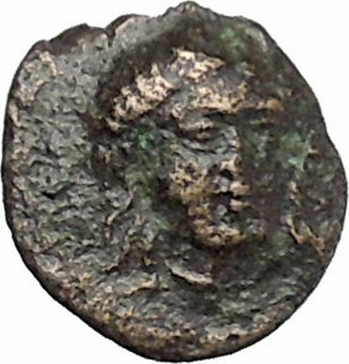 Larissa Phriconis in Aeolis 400BC Original Ancient Greek Coin Female Bull i49651