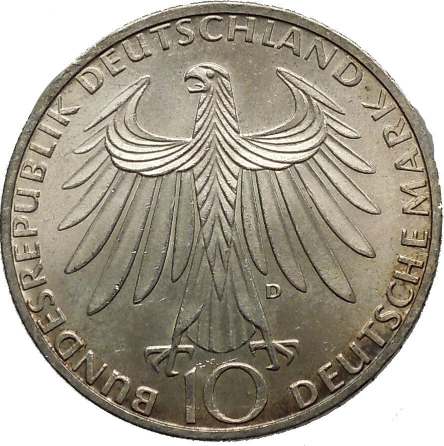 1972 Germany Munich Summer Olympics XX ATHLETES on 10 Mark Silver Coin i52431