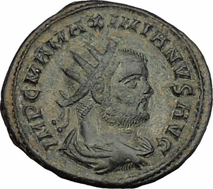 Maximian receiving Victory from Jupiter 292AD Ancient Roman Coin i51077