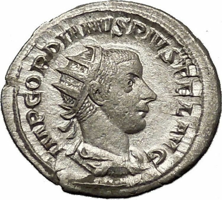 GORDIAN III with globe - power symbol RARE Ancient Silver Roman Coin i53228