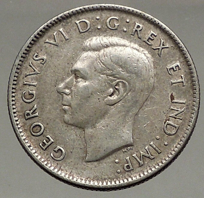 1941 CANADA King George VI of Britain Domains Silver 25 Cent Coin CARIBOU i56637