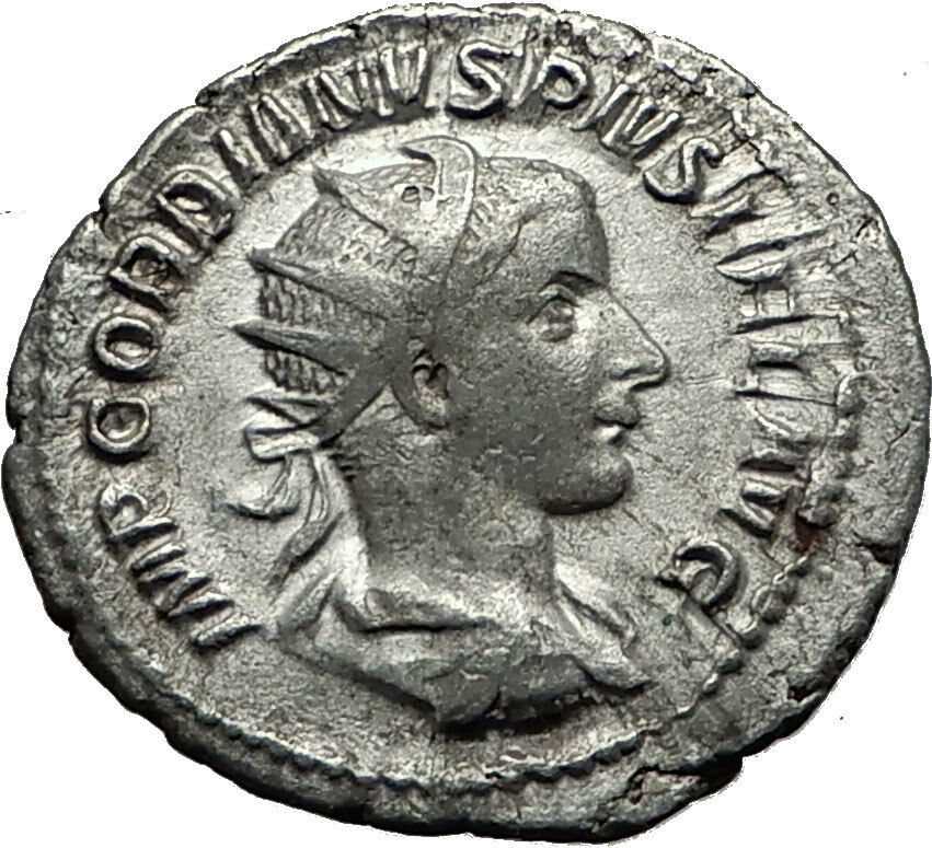 GORDIAN III 238AD Silver Genuine Ancient Roman Coin Poss Unpublished MARS i59111