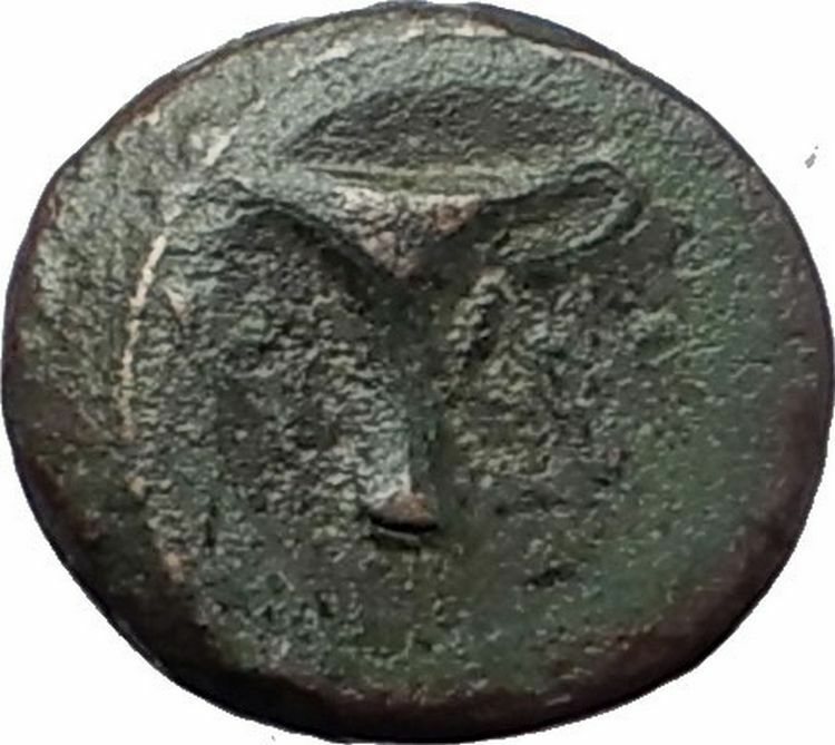 KYME in AEOLIS Original 350BC Authentic Ancient Greek Coin EAGLE & VASE i63262