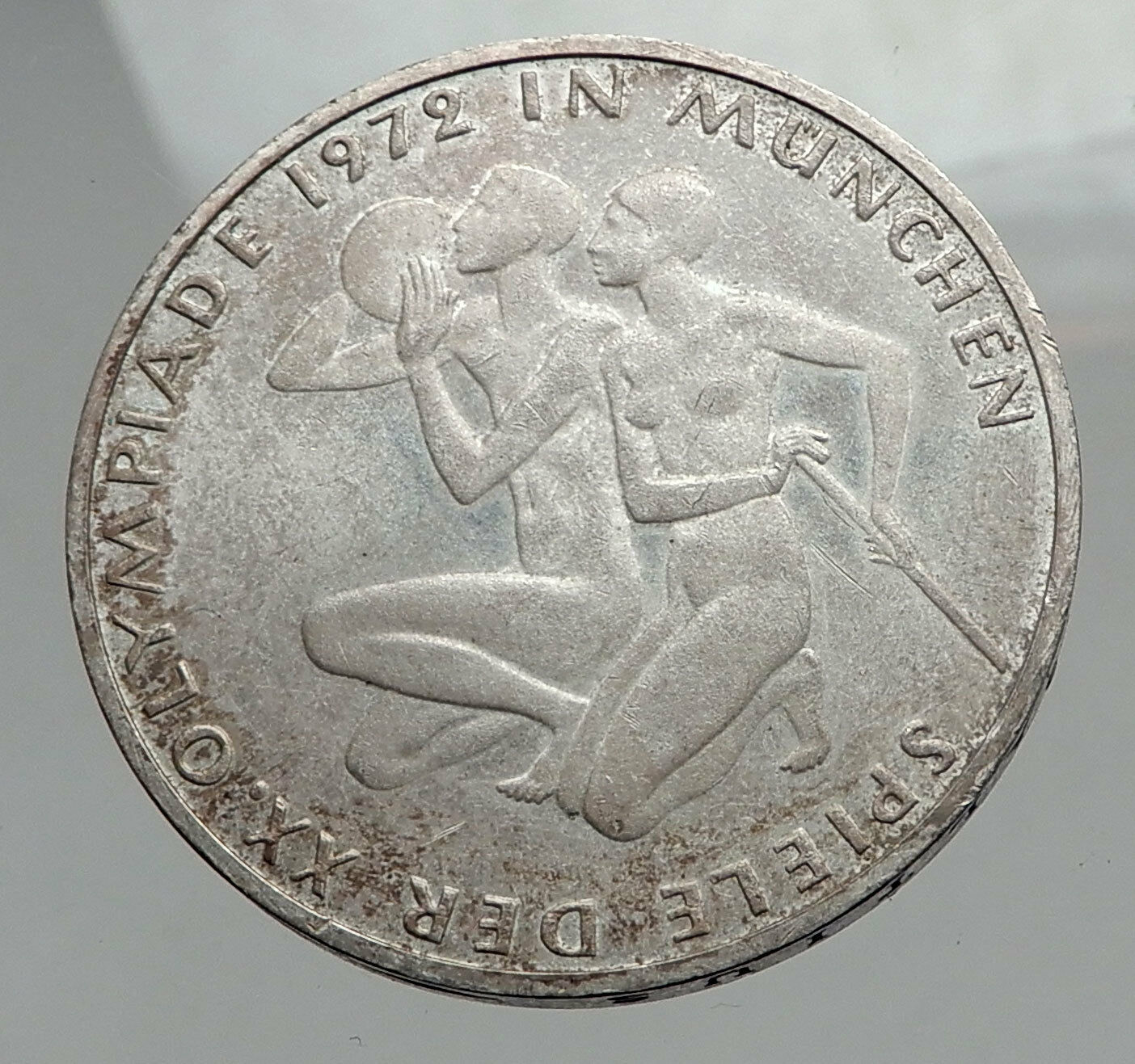 1972 Germany Munich Summer Olympics XX ATHLETES on 10 Mark Silver Coin i62881