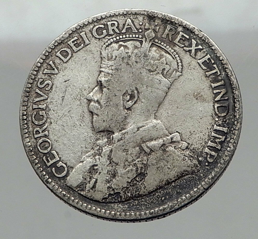 1918 CANADA - UK King George V - Authentic Original SILVER 25 CENTS Coin i62963