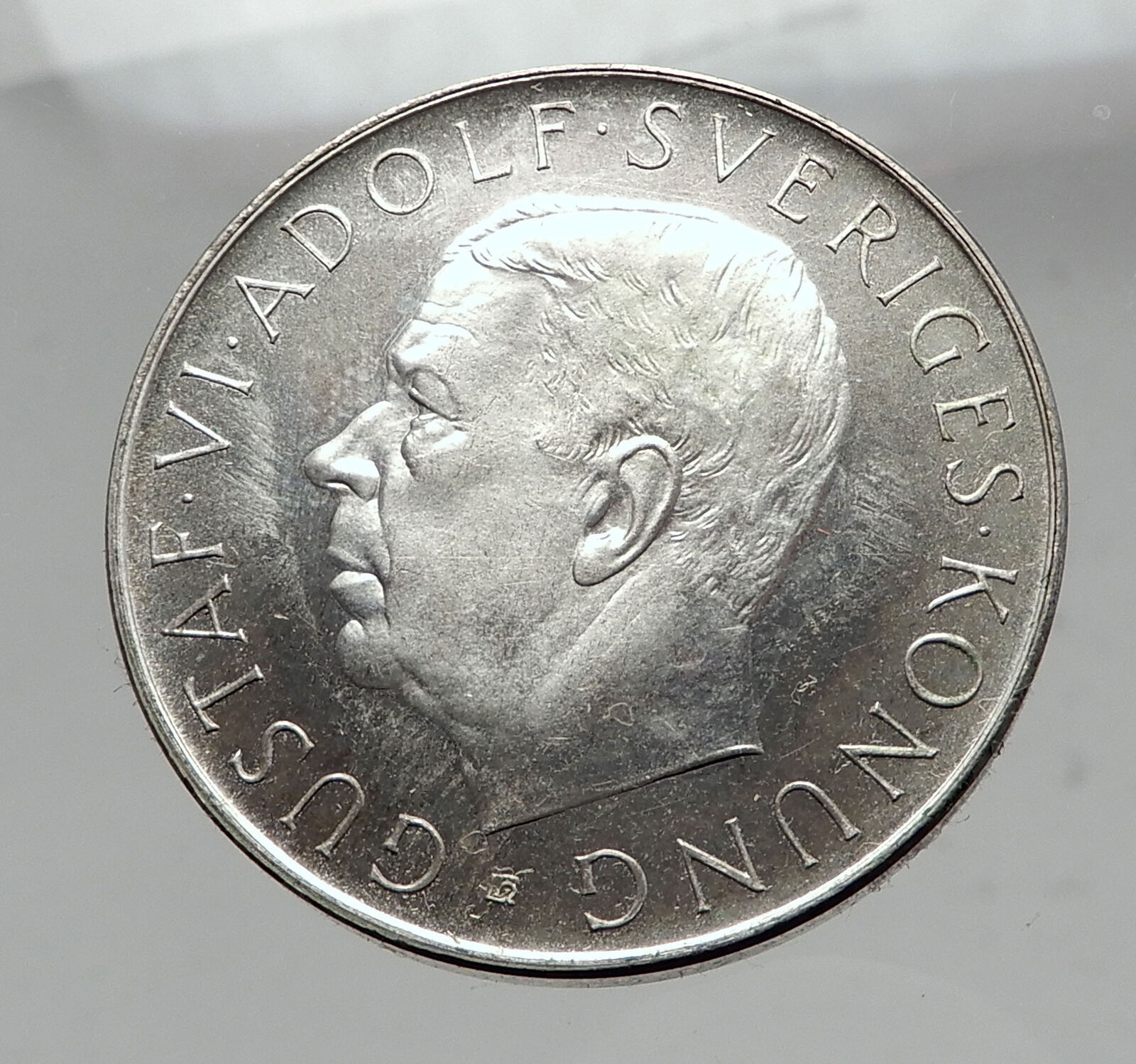 1952 SWEDEN King GUSTAV VI ADOLF 70th Birthday Silver 5Kr SWEDISH Coin i63548