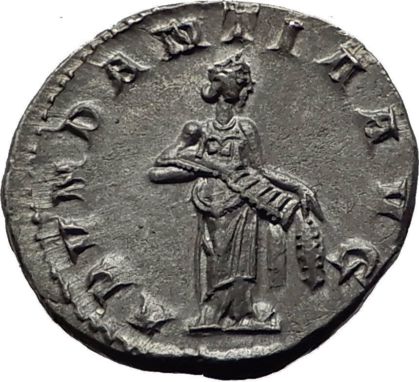 TRAJAN DECIUS 250AD Rome Silver Genuine Ancient Roman Coin Abundantia i65342