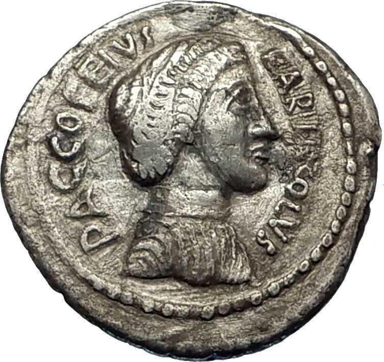 Roman Republic 43BC Larentia Hero Woman of Rome & Nymphs Silver Coin i67818