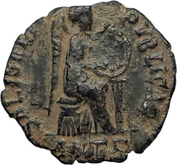 EUDOXIA Arcadius Wife 401AD Authentic Ancient Roman Coin VICTORY CHI-RHO i67727