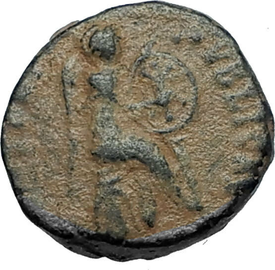 EUDOXIA Arcadius Wife 401AD Authentic Ancient Roman Coin VICTORY CHI-RHO i67531