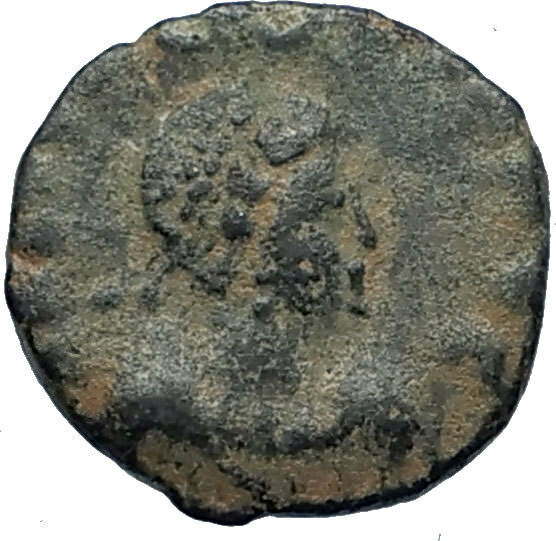 EUDOXIA Arcadius Wife 401AD Authentic Ancient Roman Coin VICTORY CHI-RHO i67531