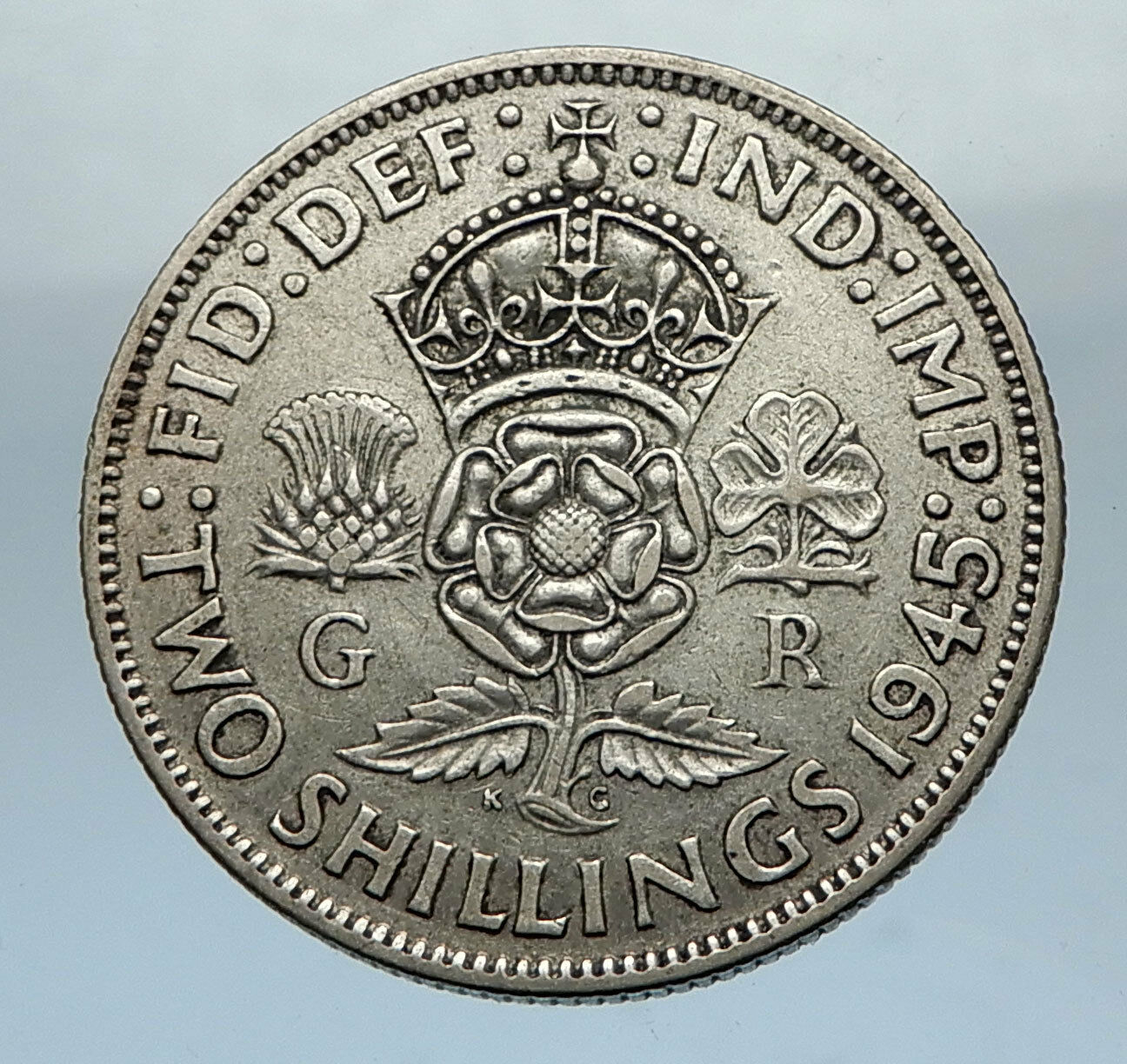 1945 United Kingdom Great Britain GEORGE VI Silver Florin 2Shillings Coin i66837