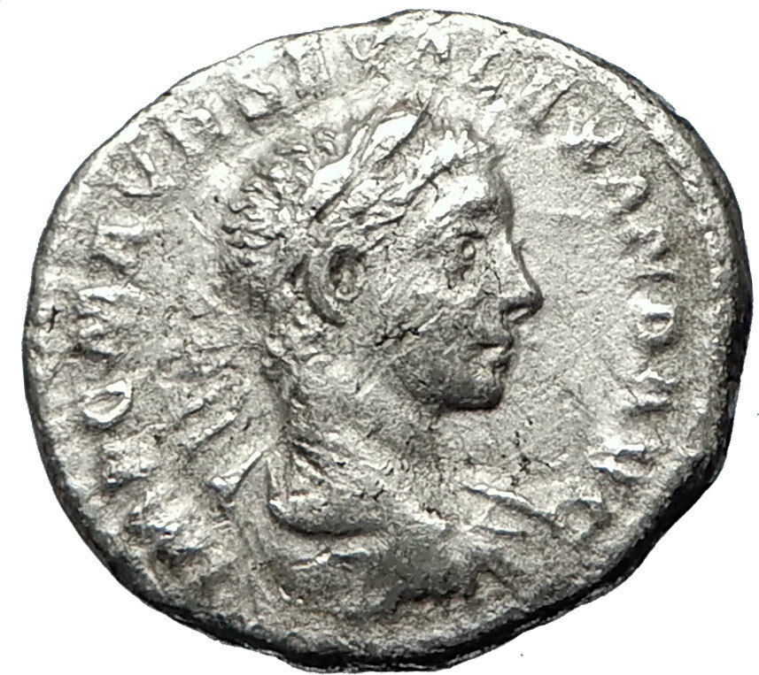 Severus Alexander 222AD Authentic Silver Ancient Roman Coin Liberty i69467