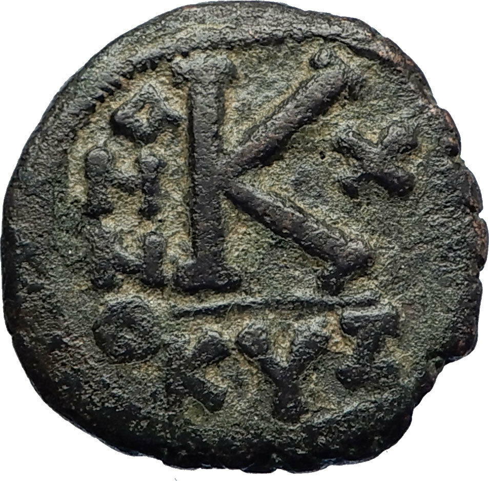 JUSTIN II & SOPHIA Cyzicus Half Follis Medieval Ancient Byzantine Coin i70658