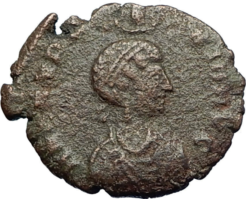 EUDOXIA Arcadius Wife 401AD Authentic Ancient Roman Coin VICTORY CHI-RHO i71267