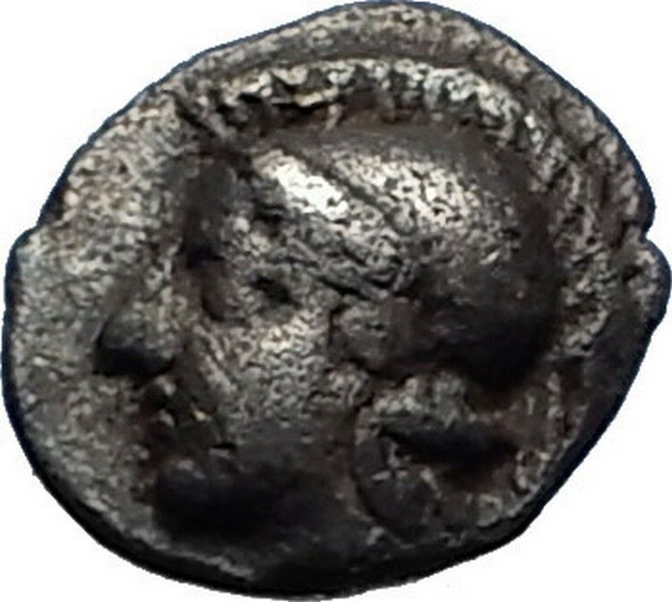 ELAIA in AEOLIS Authentic Ancient 425BC Silver Greek Coin ATHENA & WREATH i69200