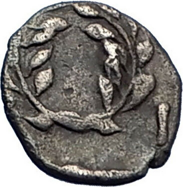 ELAIA in AEOLIS Authentic Ancient 425BC Silver Greek Coin ATHENA & WREATH i69200