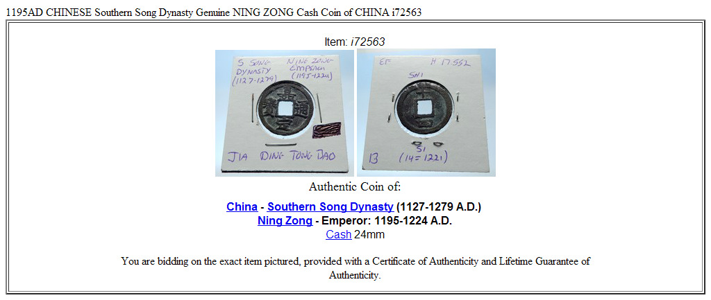 1195AD CHINESE Southern Song Dynasty Genuine NING ZONG Cash Coin of CHINA i72563