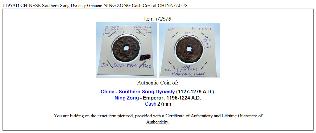 1195AD CHINESE Southern Song Dynasty Genuine NING ZONG Cash Coin of CHINA i72578