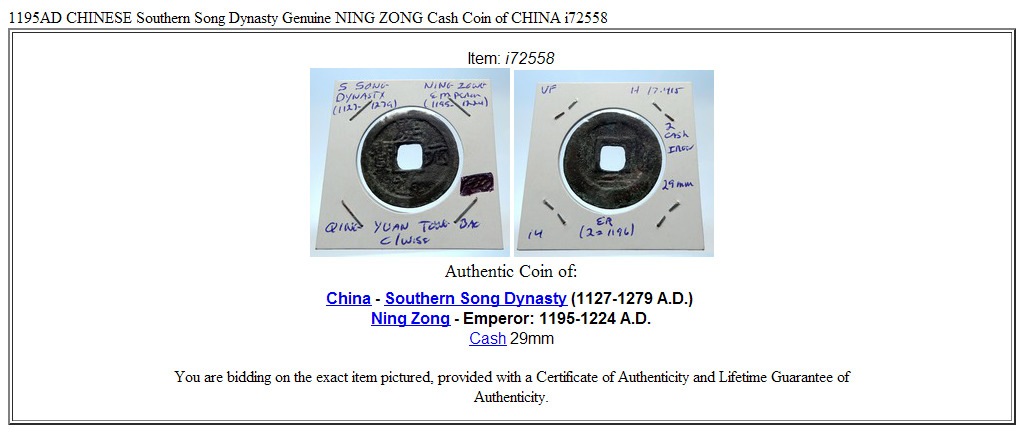 1195AD CHINESE Southern Song Dynasty Genuine NING ZONG Cash Coin of CHINA i72558