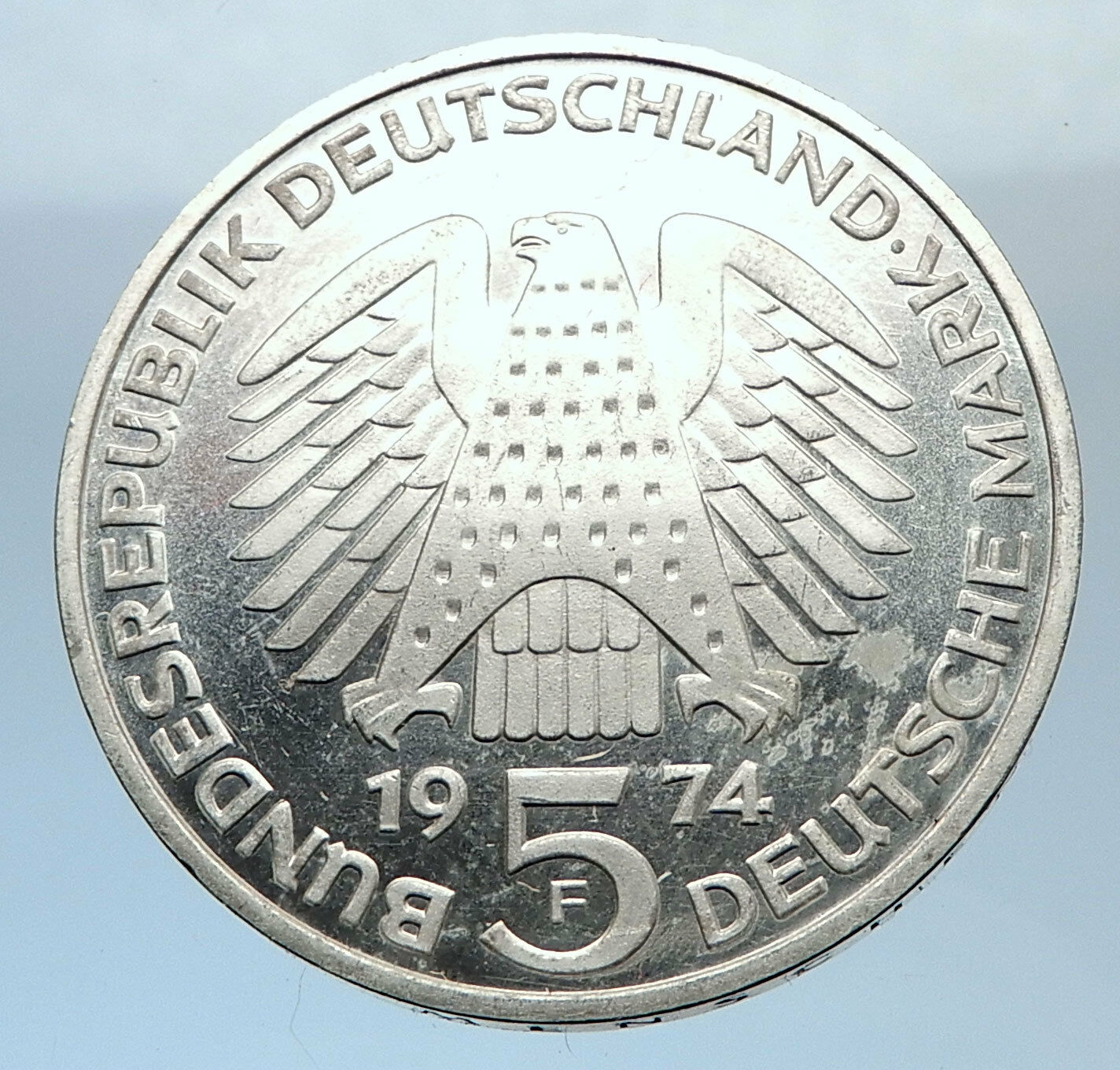 1974 F GERMANY 25 Years German Federal Constitution Law Silver Proof Coin i71934