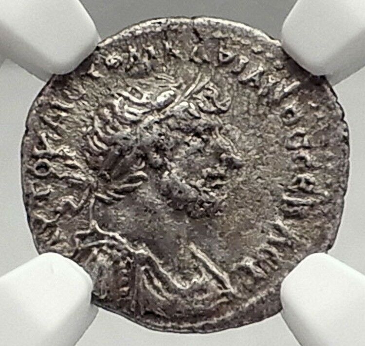 HADRIAN Authentic Ancient Caesarea Cappadocia Silver Roman Coin NIKE NGC i72948