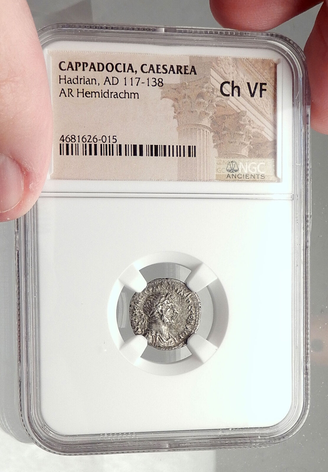 HADRIAN Authentic Ancient Caesarea Cappadocia Silver Roman Coin NIKE NGC i72948