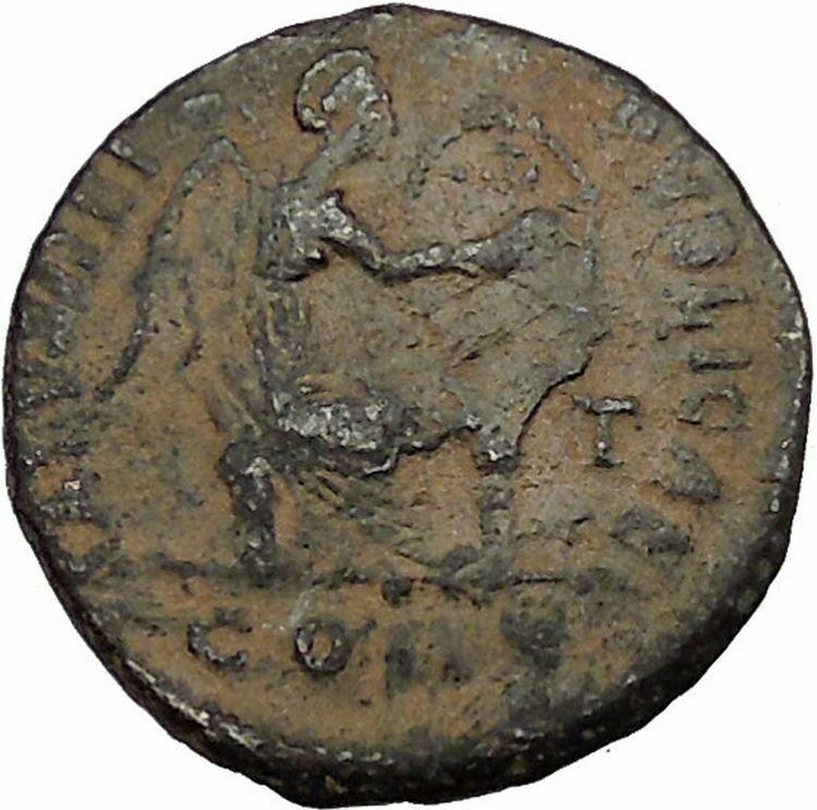 AELIA FLACILLA Theodosius I Wife 379AD CHI-RHO SHIELD Victory Roman Coin i54133