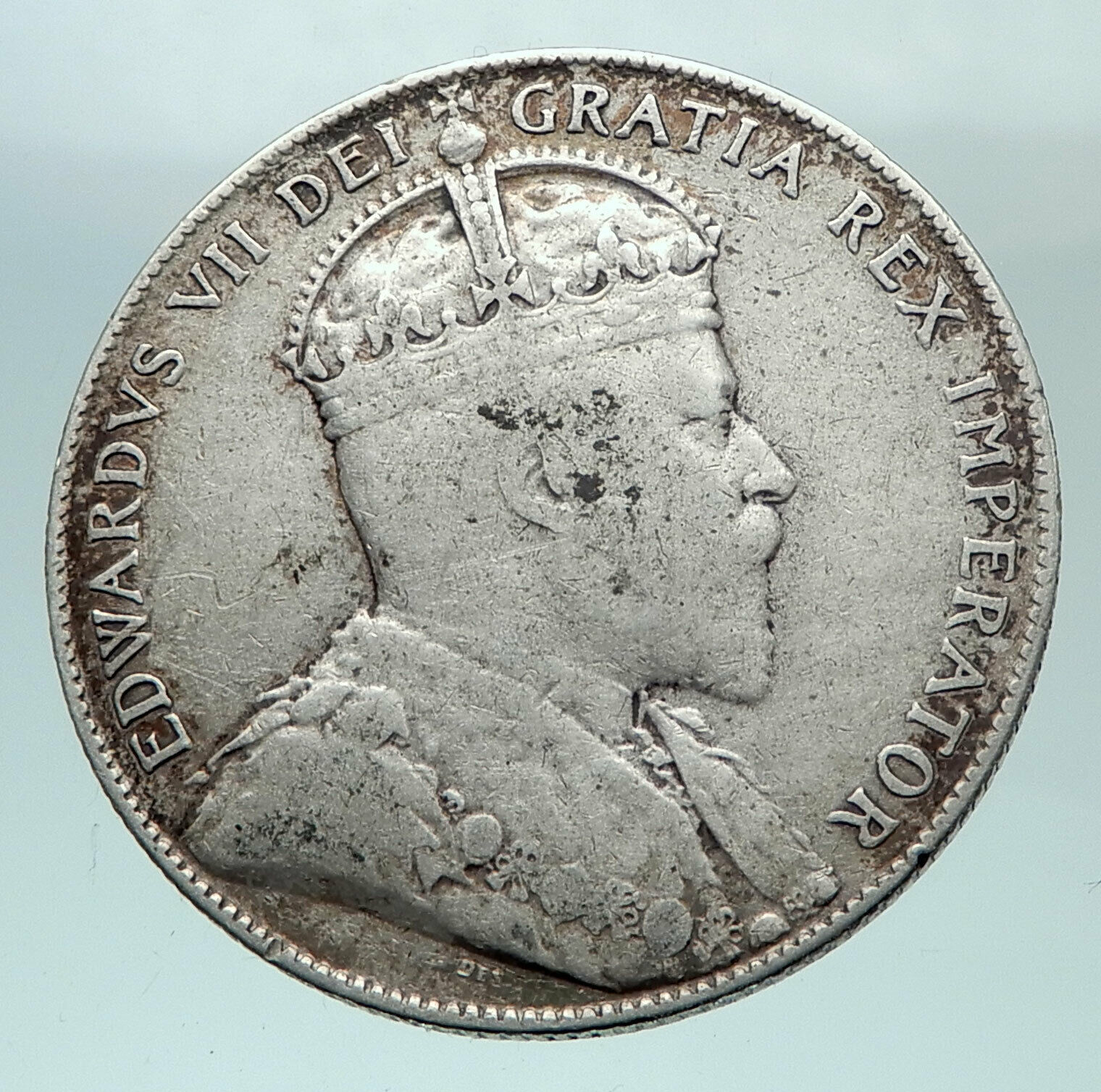 1908 CANADA Newfoundland Antique Silver 50 Cents Coin UK King Edward VII i81558