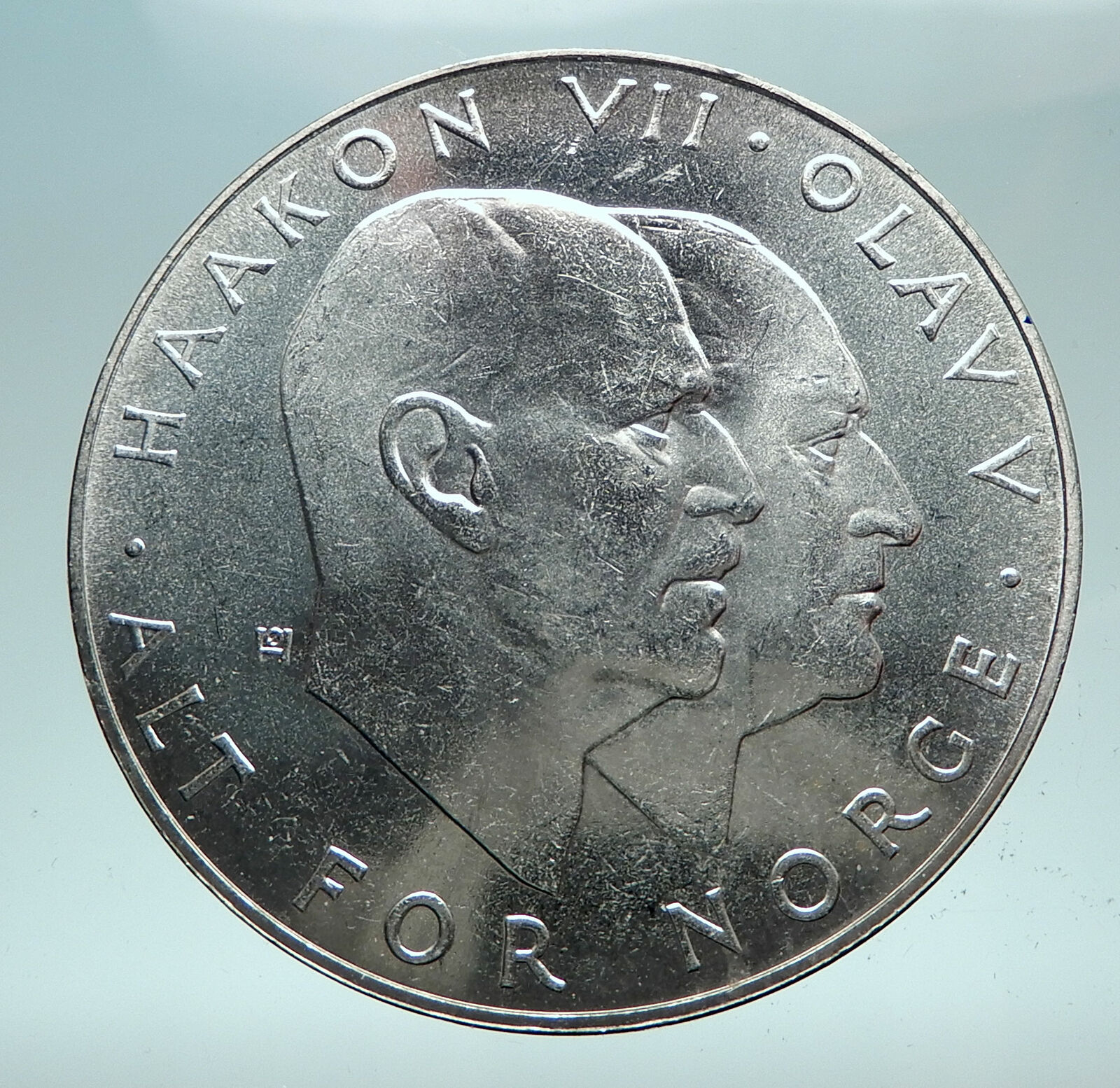 1970 NORWAY KING Olav V Haakon VII Norwegian 25 KR Silver 25 Kronor Coin i81639