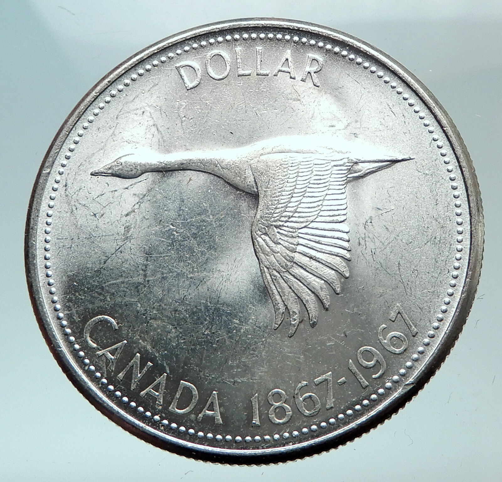 1967 CANADA CANADIAN Confederation Founding with GOOSE Silver Dollar Coin i82106