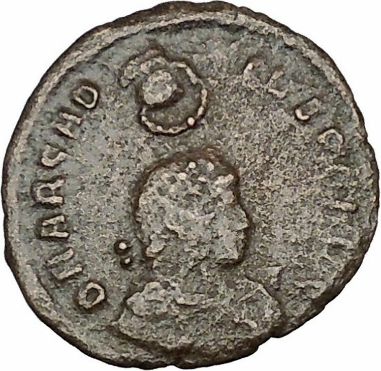 ARCADIUS with labarum 395AD Big Authentic Ancient Roman Coin Hand of God i40578