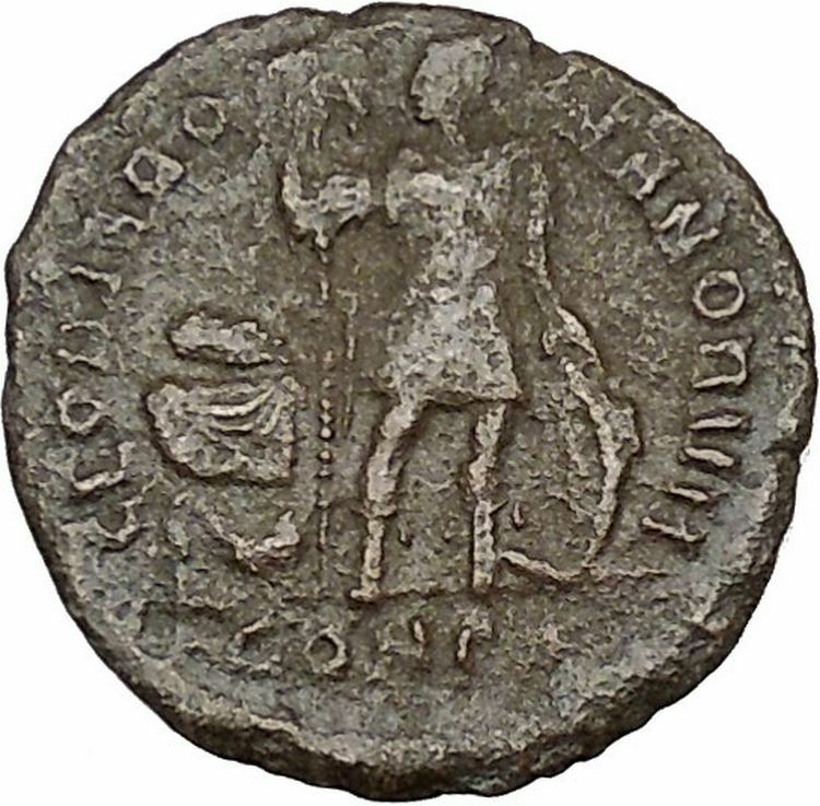 ARCADIUS with labarum 395AD Big Authentic Ancient Roman Coin Hand of God i40578