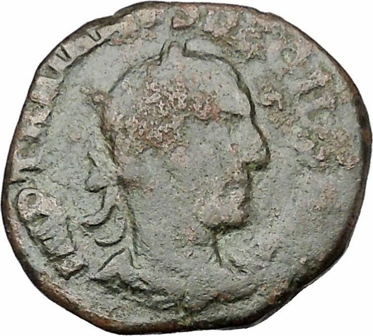 Trajan Decius Big Ancient Roman Coin Viminacium Legion Bull Lion i41062