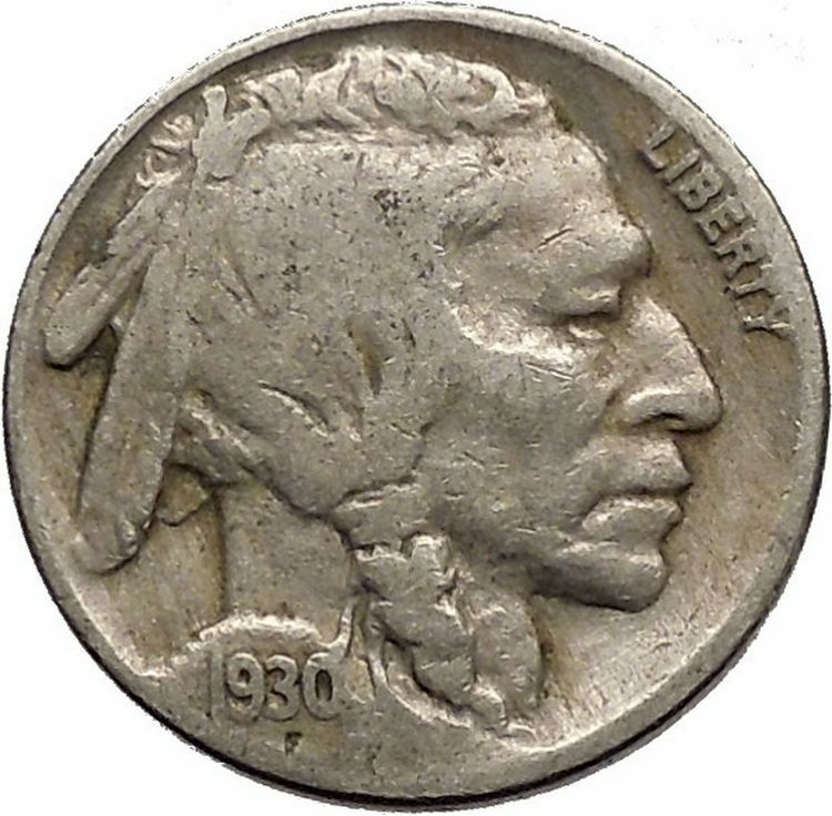 1930 BUFFALO NICKEL 5 Cents of United States of America USA Antique Coin i43744