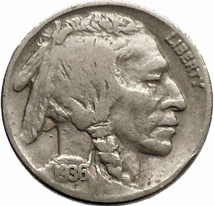 1936 BUFFALO NICKEL 5 Cents of United States of America USA Antique Coin i43842